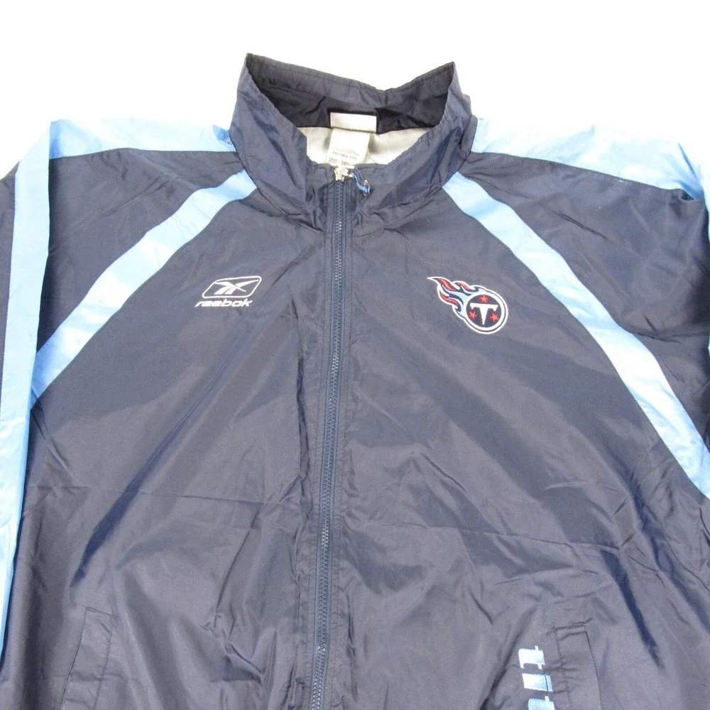 Vintage Tennessee Titans Jacket Mens XXL Reebok Blue Full Zip Wind Rain READ